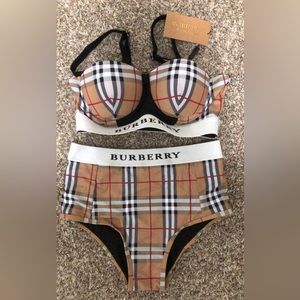 2 Piece Plaid High Waisted Bathing Suit NEW
